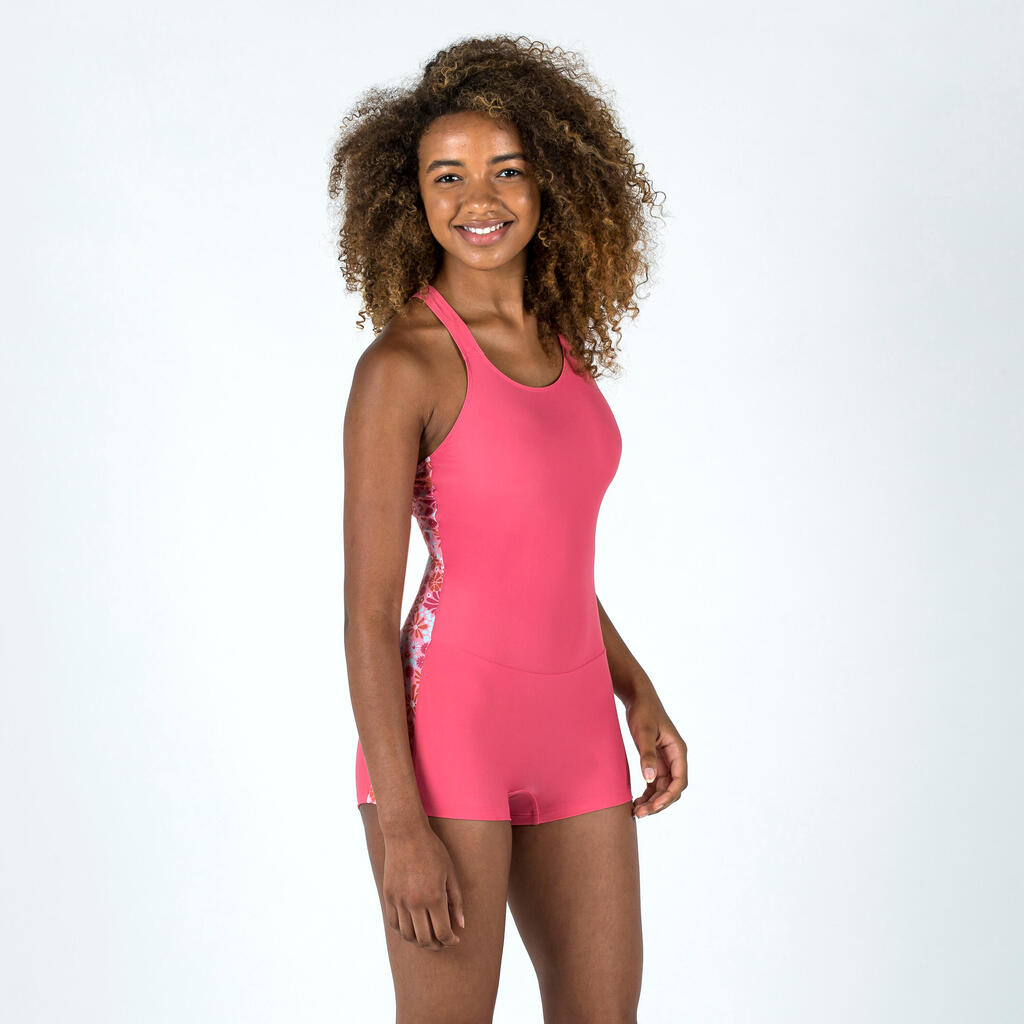 Mergaičių vientisas šortų tipo maudymosi kostiumėlis „Vega“, rožinis