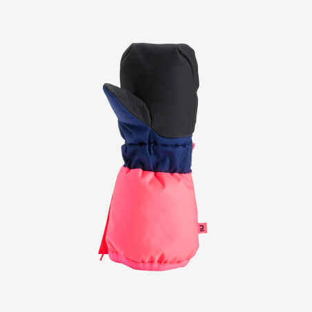 WARM AND WATERPROOF CHILDREN'S SKI MITTENS BLUE AND PINK