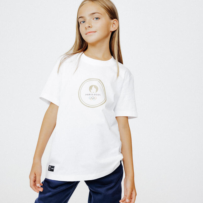 T-shirt manches courtes Paris 2024 Celebrate Essentiel Enfant blanc