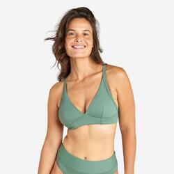 Haut de maillot brassière texturé surf Femme - Bea orange fluo
