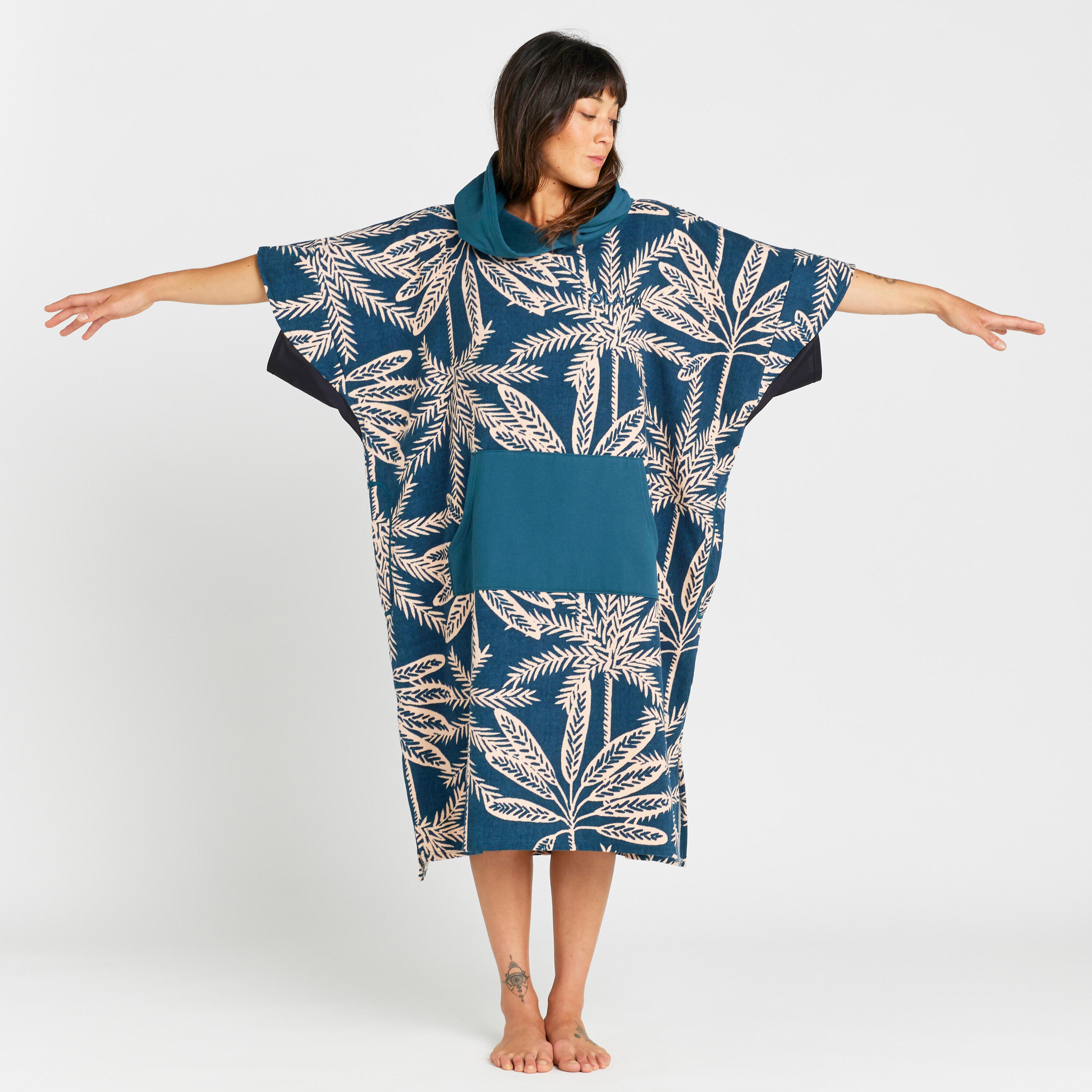 Adult Surf Poncho - 500 Lino Blue 5/7