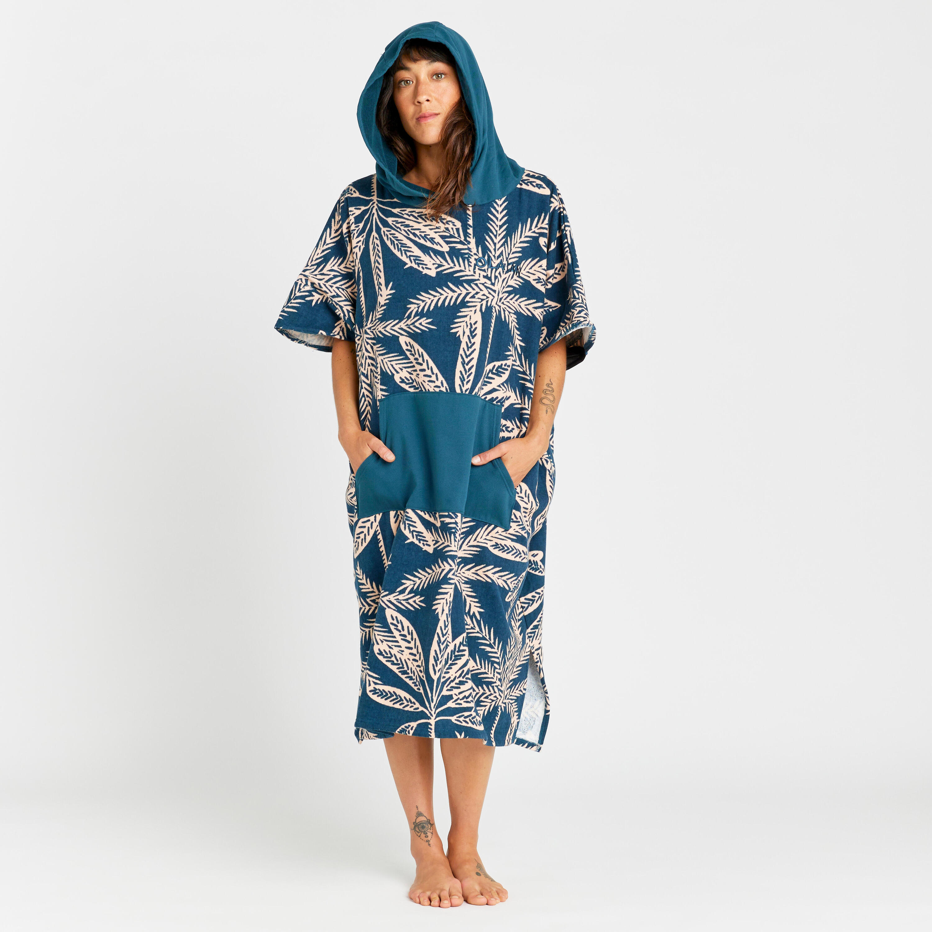 Adult Surf Poncho - 500 Lino Blue 1/7