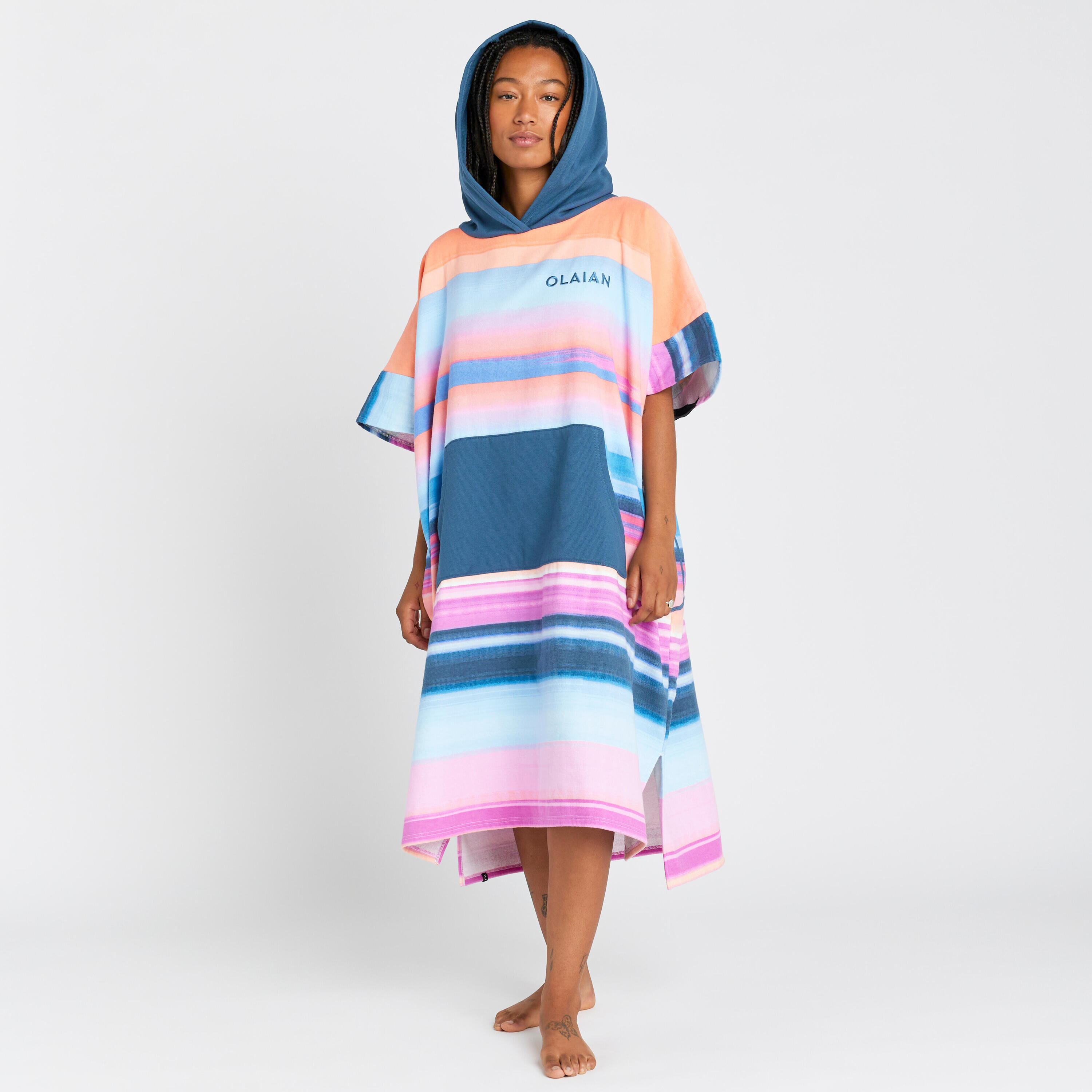 Adult Surf Poncho - 500 Sunset pink 1/7