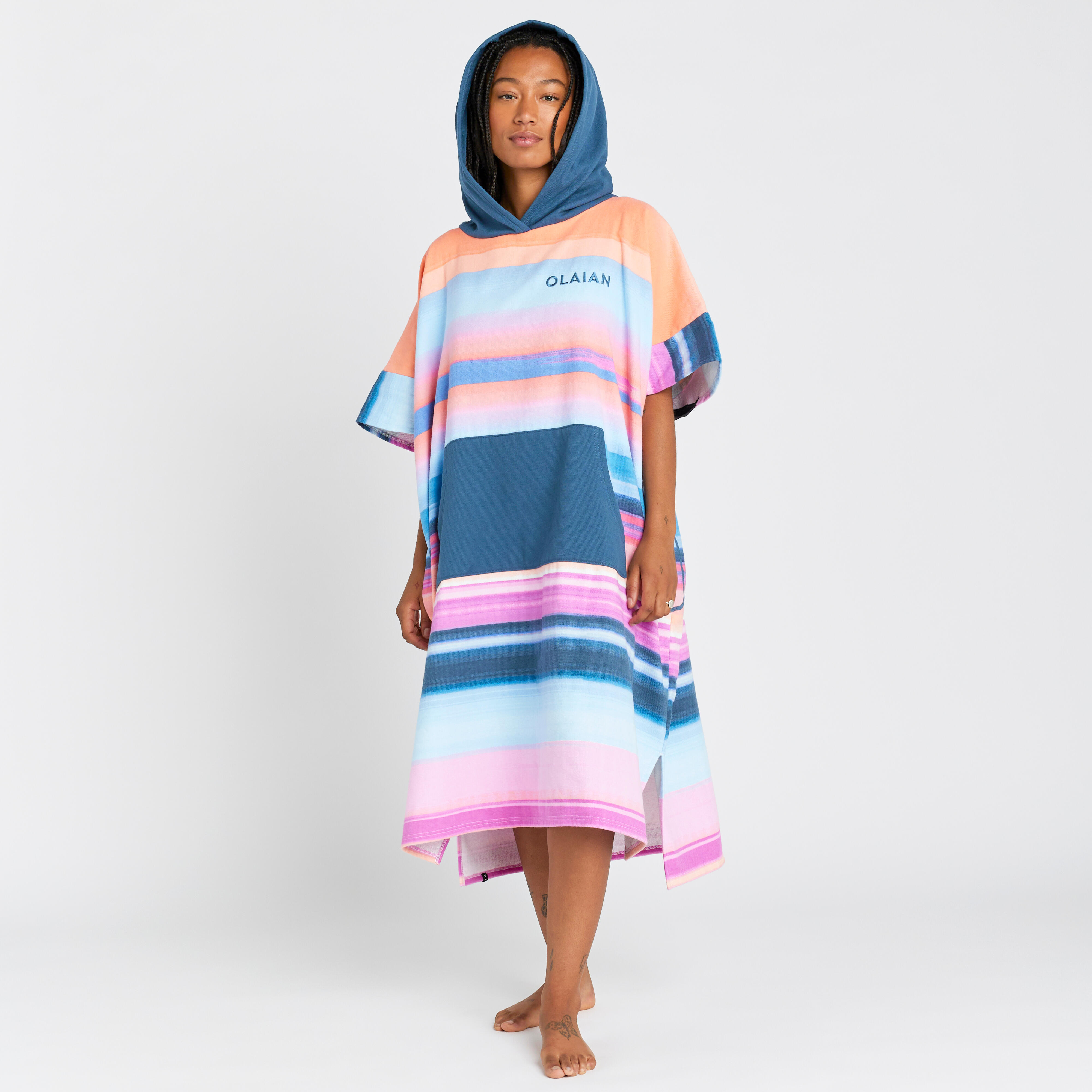 Poncho da surf per adulti - 500 rosa Sunset