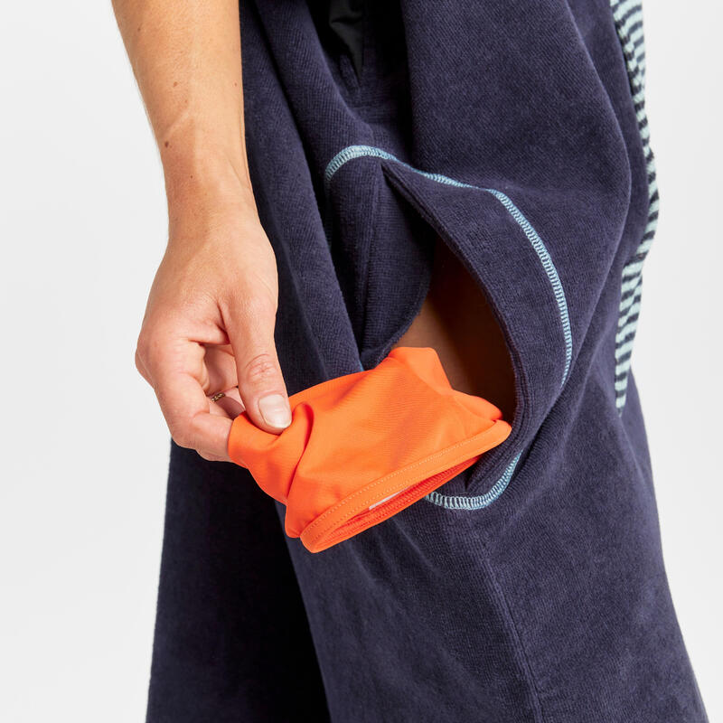 Poncho de baie plajă surf 900 Fish Albastru-Gri Adulți peste 150 cm