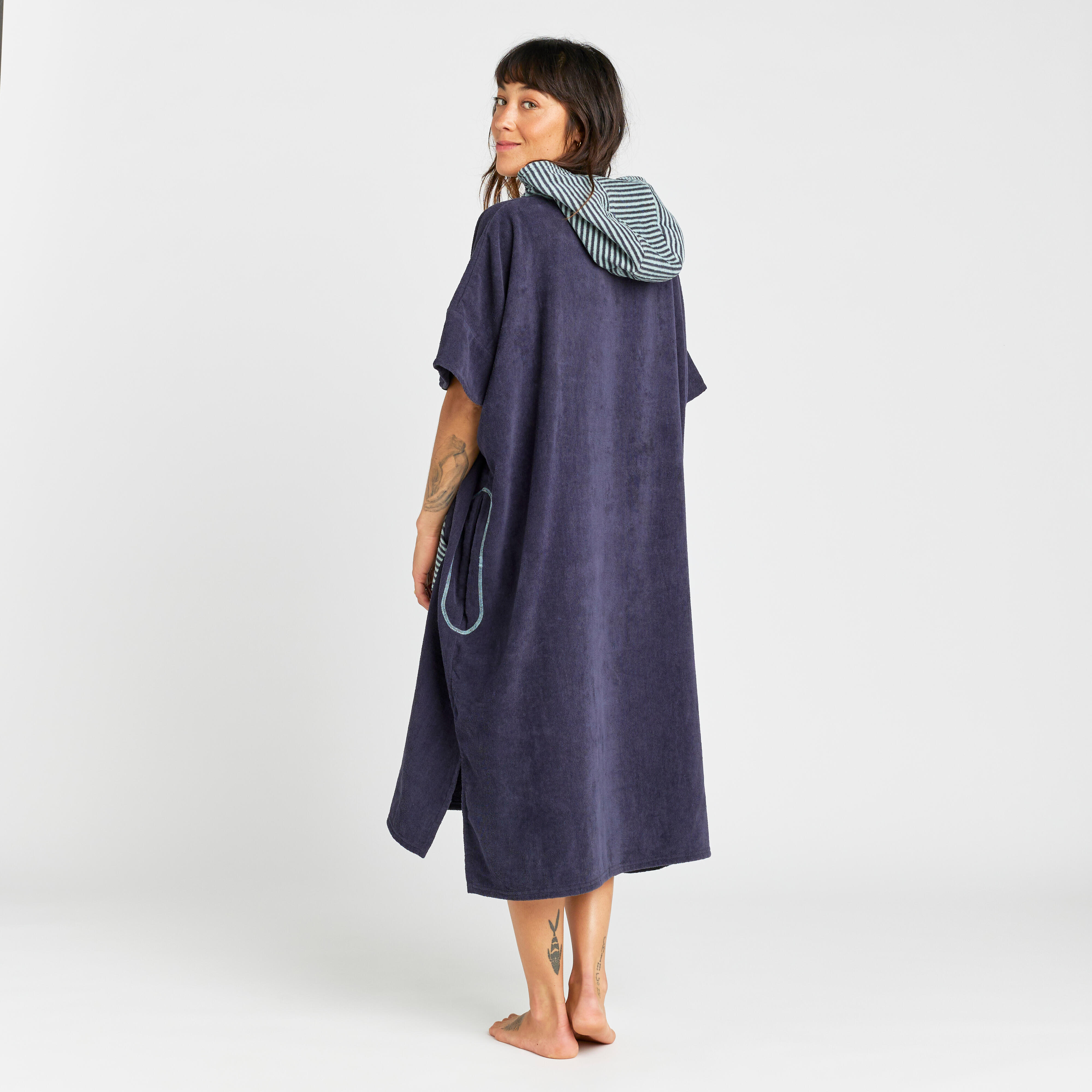 Adult Surf Poncho 900 Fish Blue grey OLAIAN Decathlon