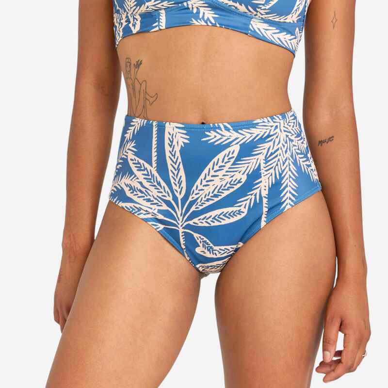 Women's high-waisted briefs swimsuit bottoms - Romi palmer blue