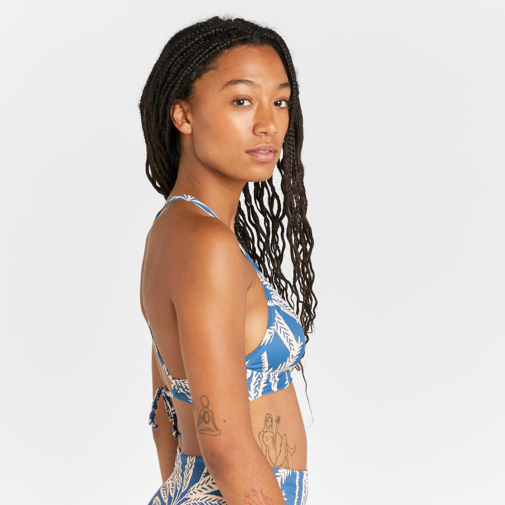 Women's bralette swimsuit top - Bea palmer blue