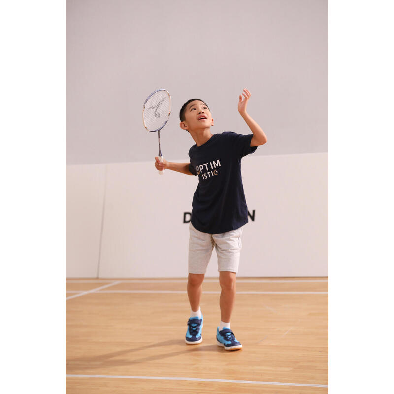 Kids Badminton Racket 77g Light Weight Isometric Frame White/Blue