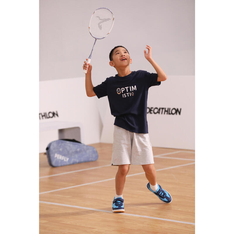 Kids Badminton Racket 77g Light Weight Isometric Frame White/Blue