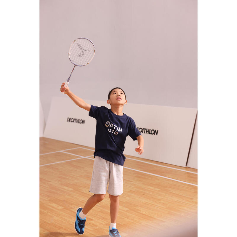 Kids Badminton Racket 77g Light Weight Isometric Frame White/Blue