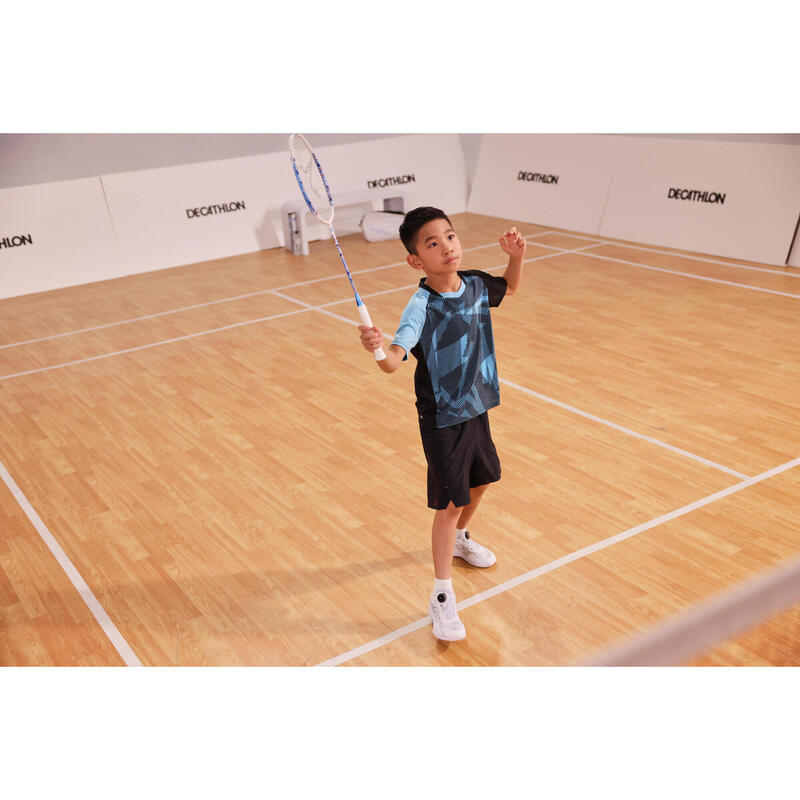 LITE Badminton T-shirt 560 Junior Black Aqua