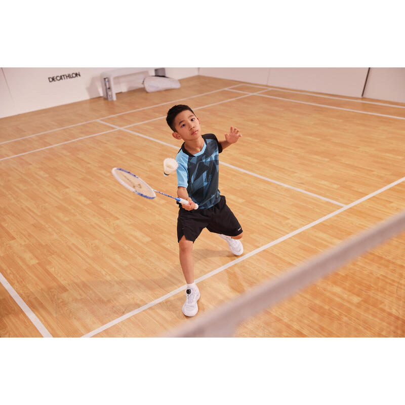 LITE Badminton T-shirt 560 Junior Black Aqua