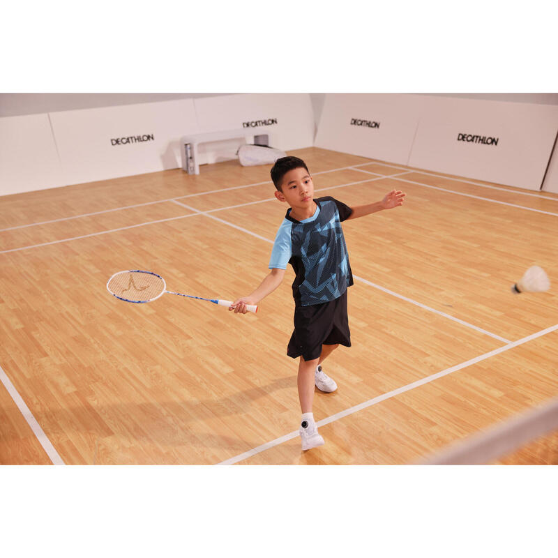 LITE Badminton T-shirt 560 Junior Black Aqua