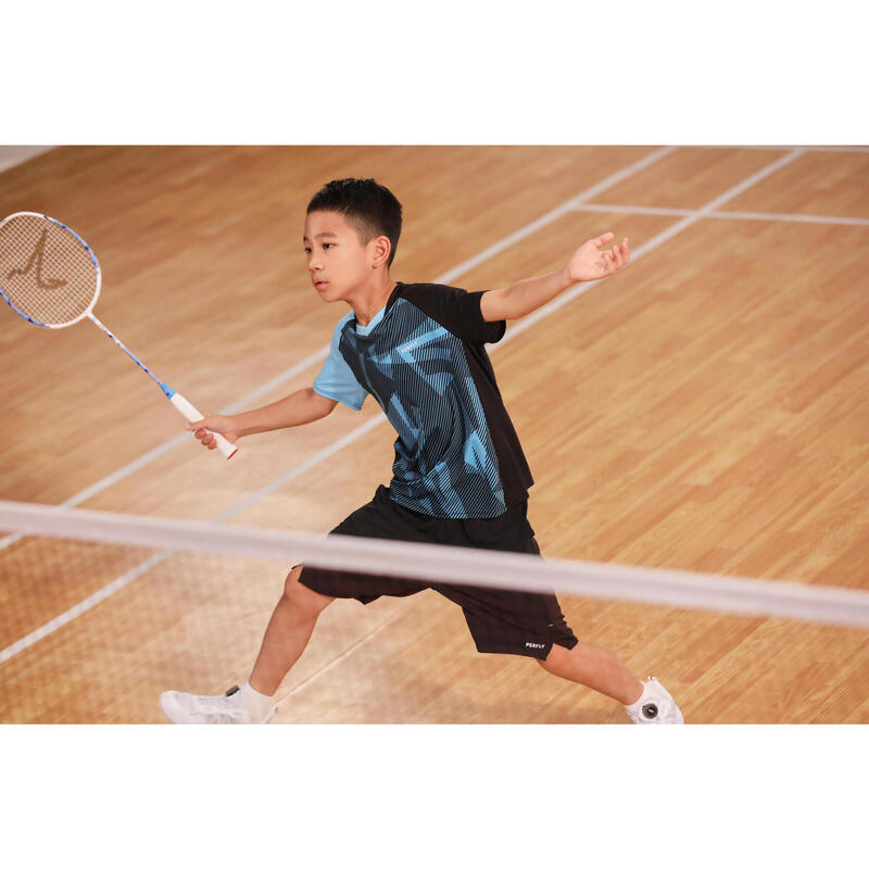 LITE Badminton T-shirt 560 Junior Black Aqua