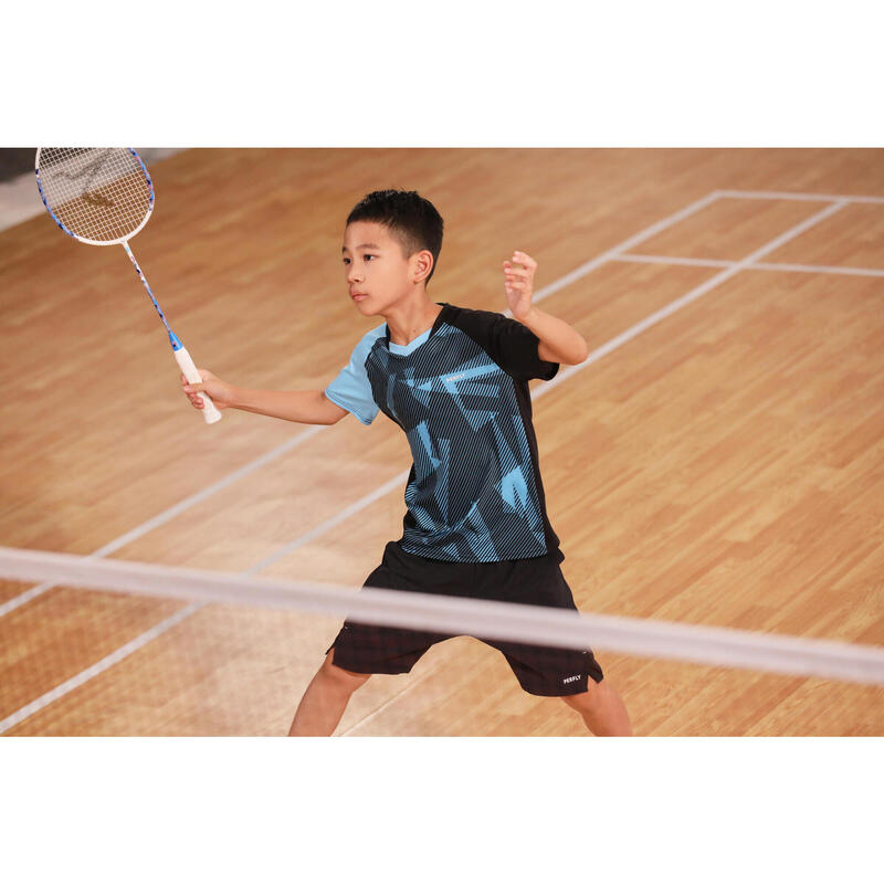 LITE Badminton T-shirt 560 Junior Black Aqua