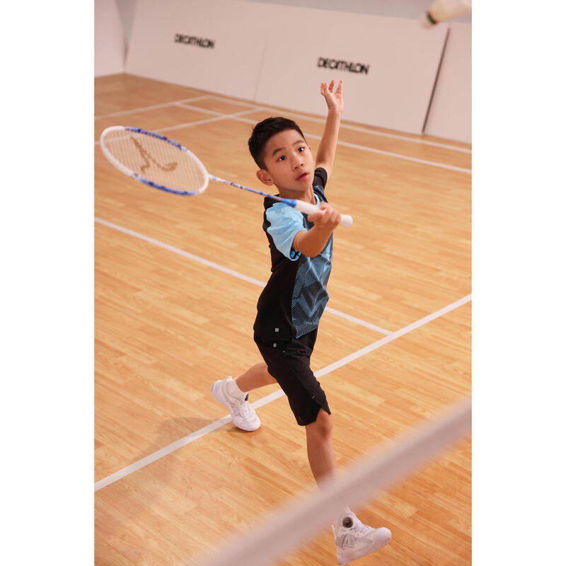 LITE Badminton T-shirt 560 Junior Black Aqua