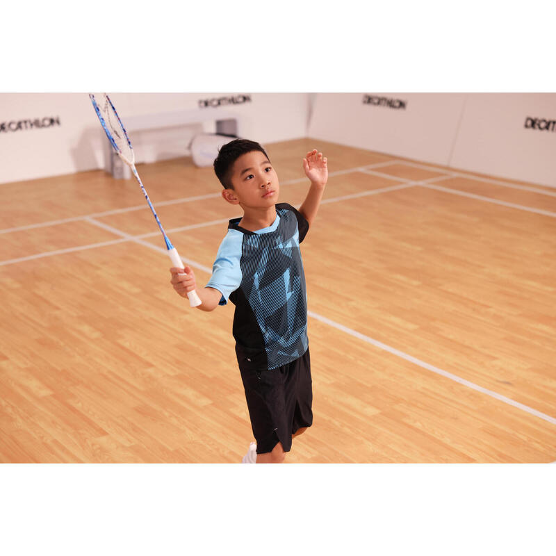 LITE Badminton T-shirt 560 Junior Black Aqua