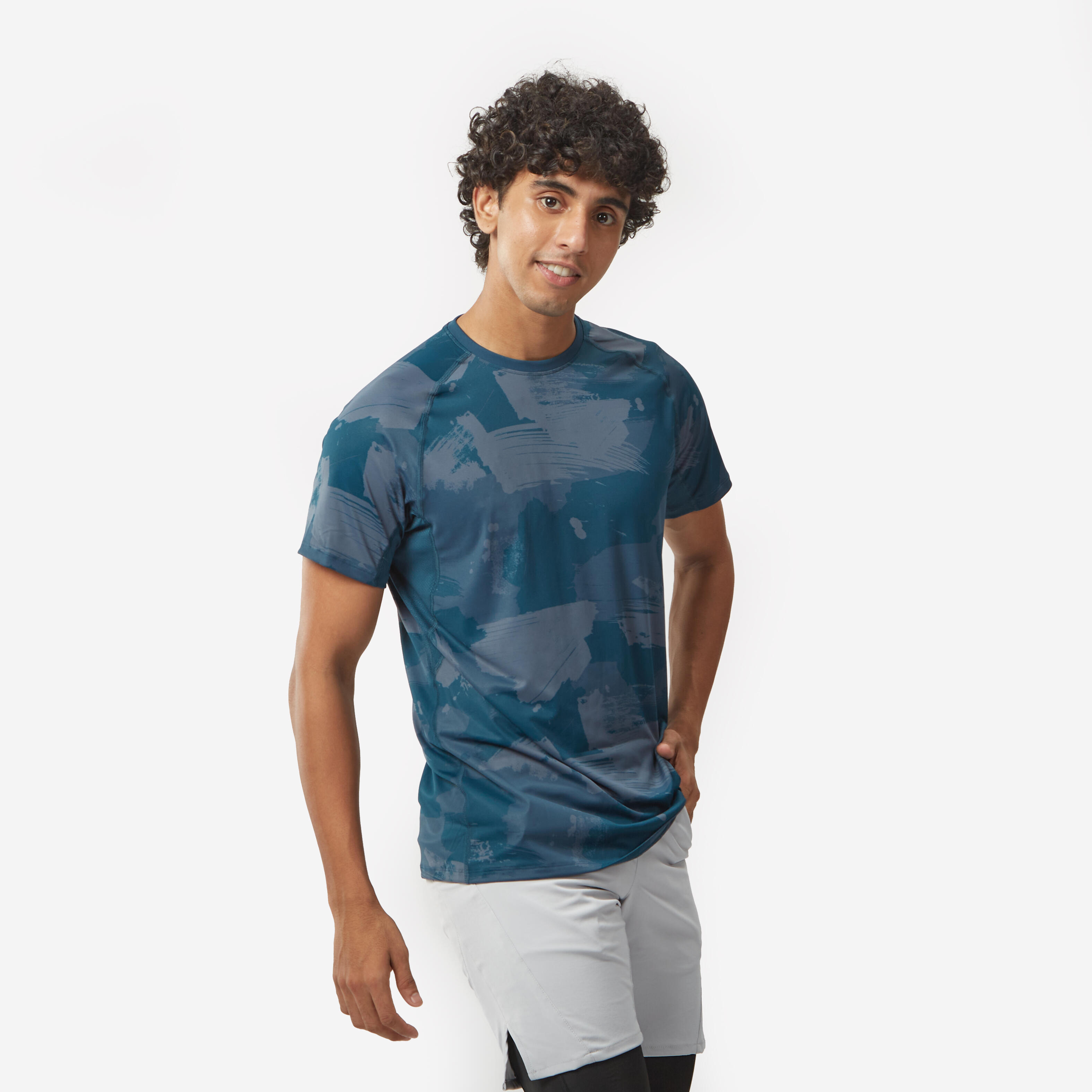 Men's T-Shirt For Gym Cotton Rich 100 - Blue