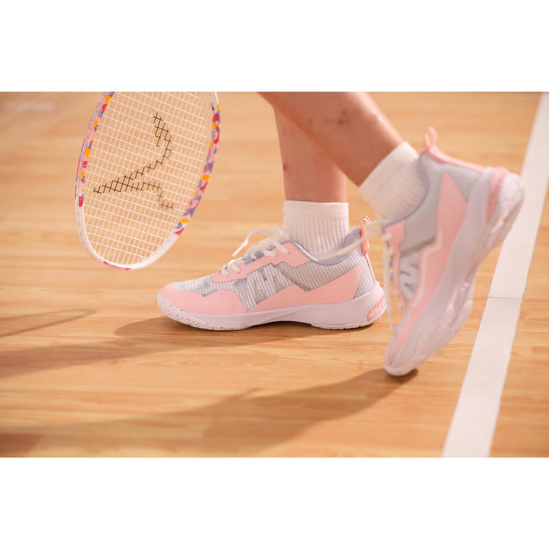 JUNIOR BADMINTON SHOES BS LITE 560 JR PINK BLUE GREY