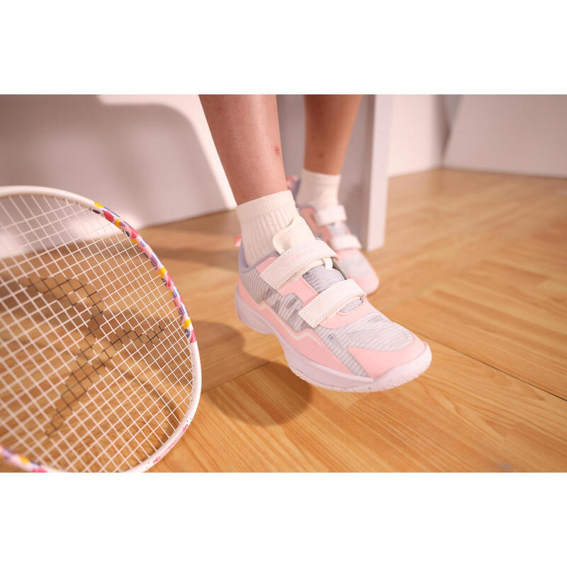 兒童款羽球鞋 BS LITE 560－粉紅色／藍色／灰色