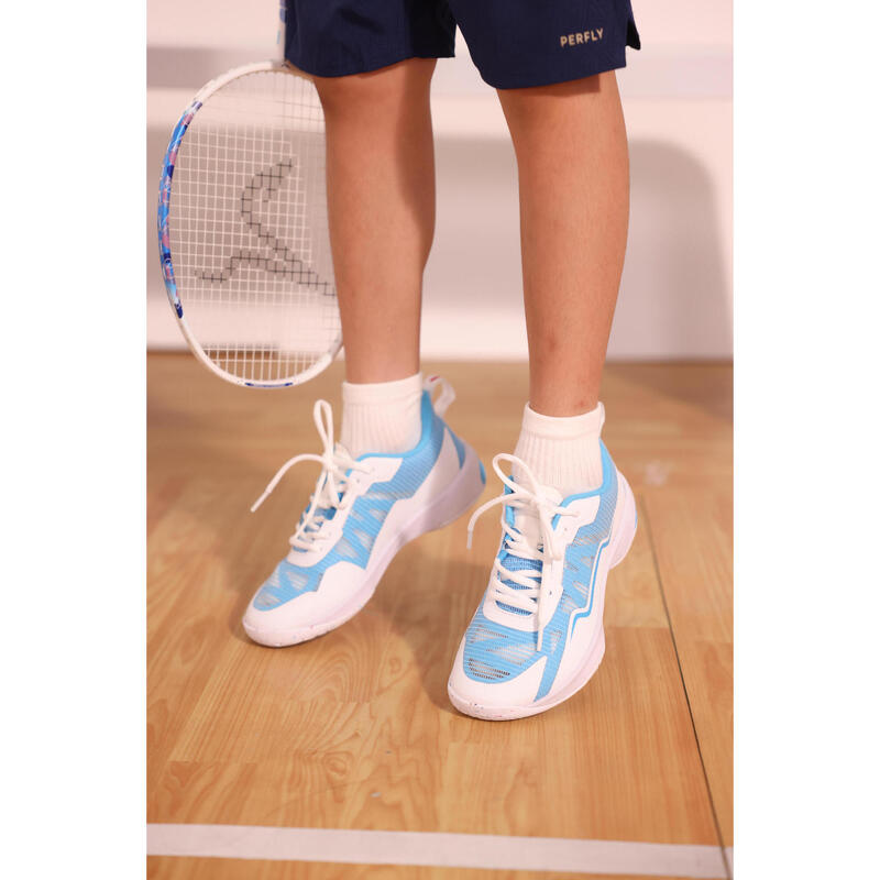 JUNIOR BADMINTON SHOES BS LITE 560 JR WHITE AQUA