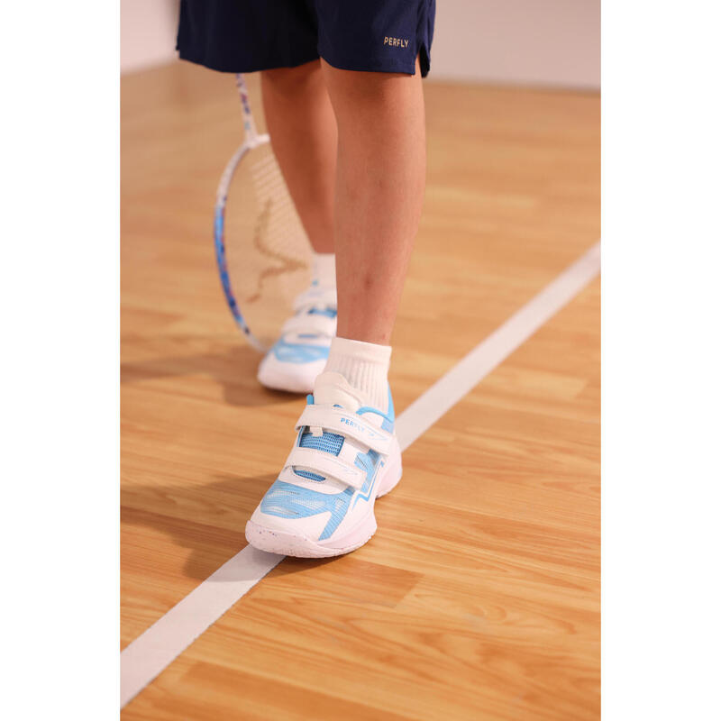 JUNIOR BADMINTON SHOES BS LITE 560 KID WHITE AQUA