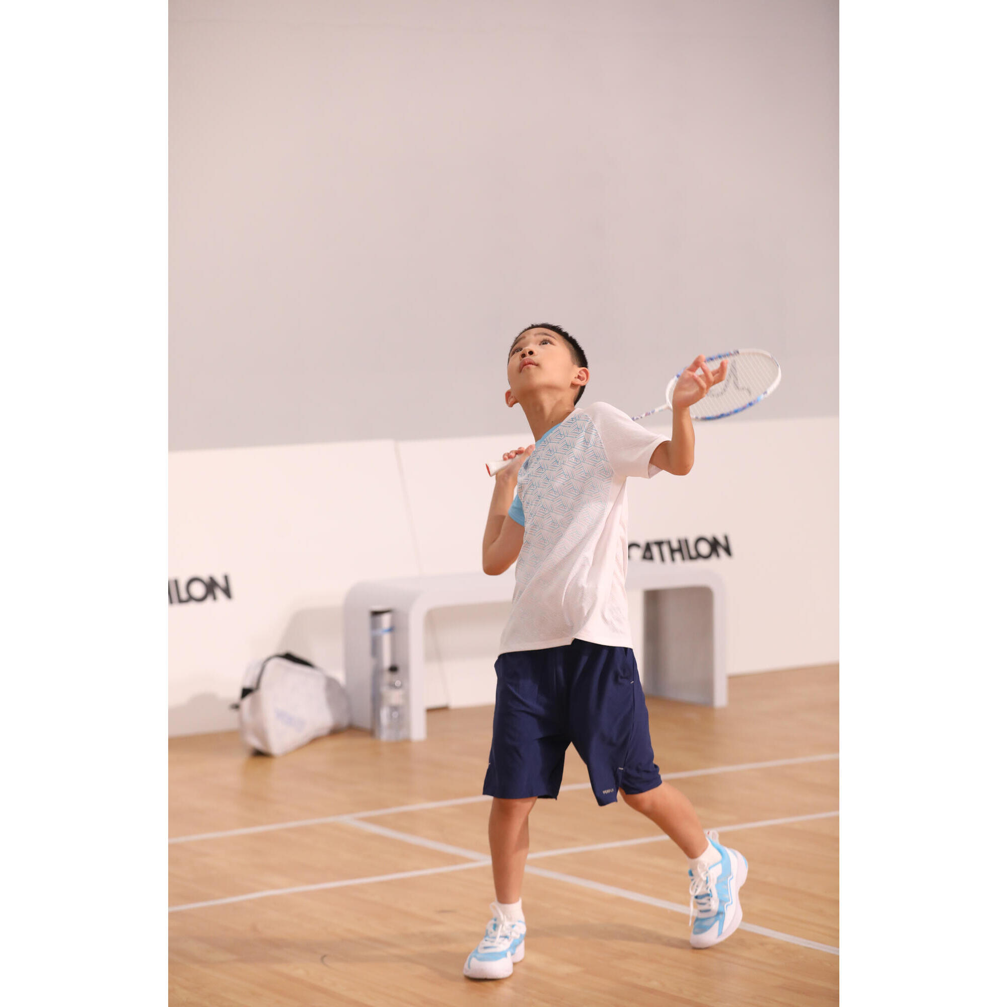 BS Lite 560 Children's Badminton Shoes - White/Aqua