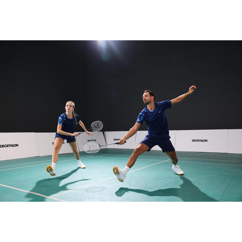 Badmintonshirt voor dames LITE 560 marineblauw/aqua