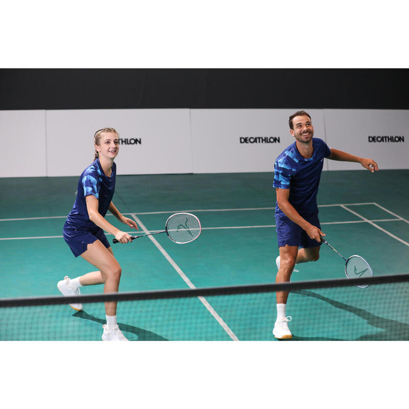 Badmintonshirt voor dames LITE 560 marineblauw/aqua