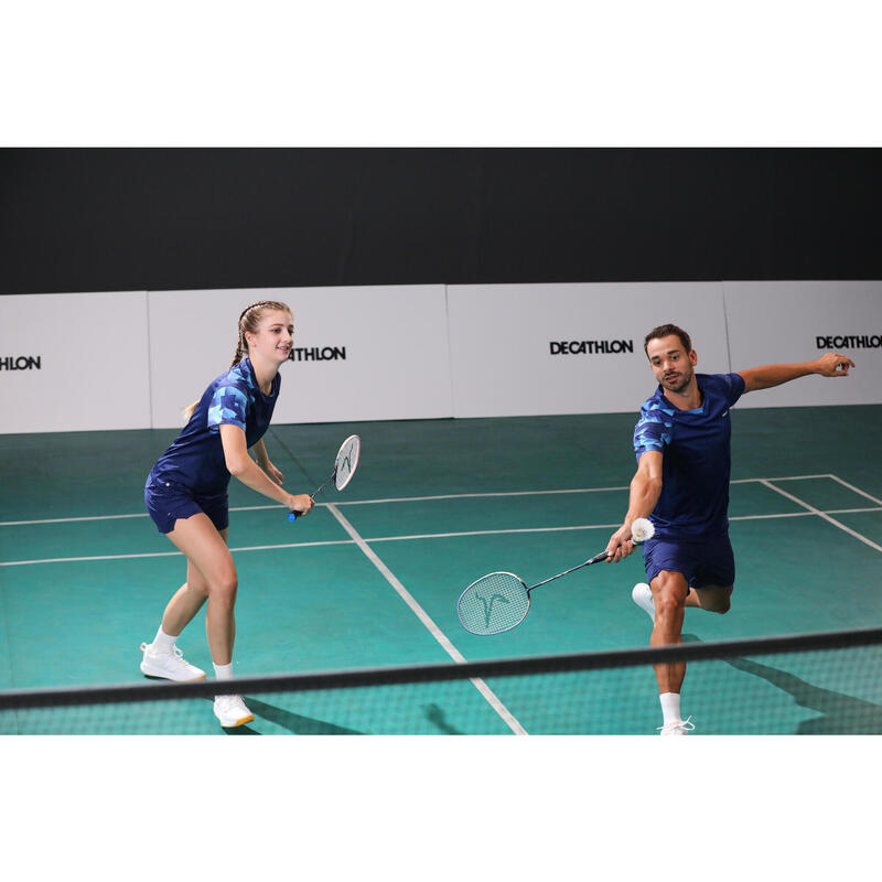 Badmintonshirt voor dames LITE 560 marineblauw/aqua