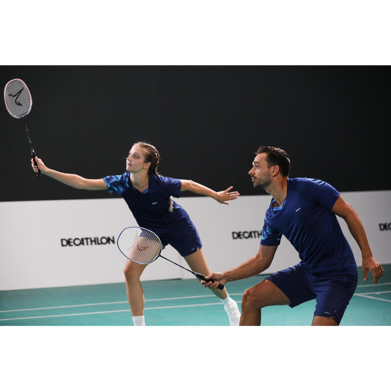 Badmintonshirt voor heren LITE 560 marineblauw aqua