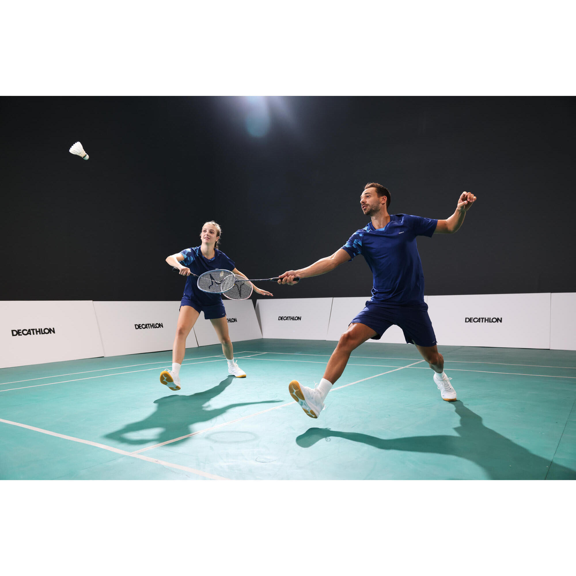 Men's Badminton T-Shirt 560 - Navy/Aqua