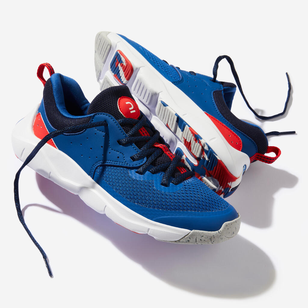 Chaussures multisport lacets légères enfant mixte, Playful Fast Bleu et rouge