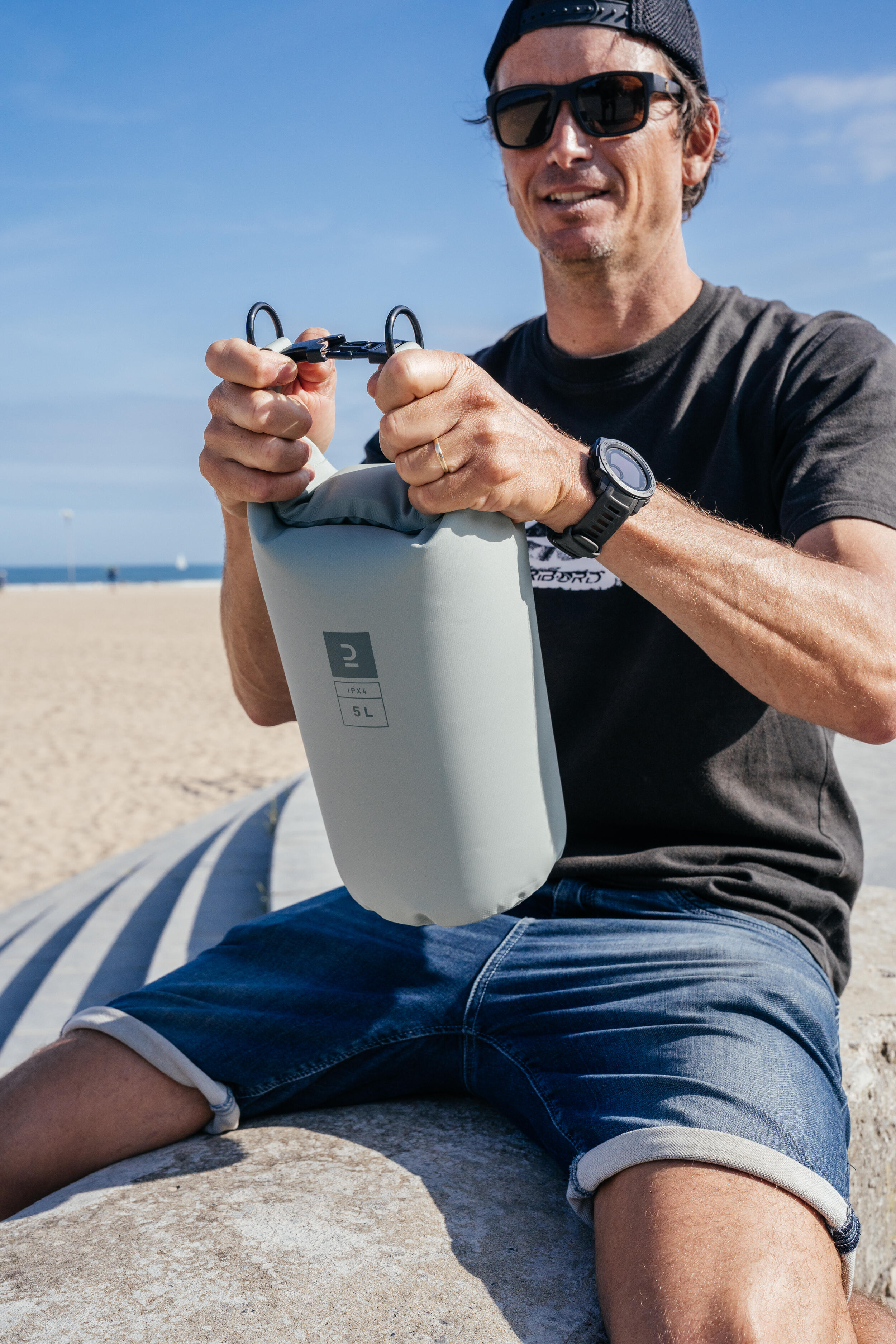 Sac ?�tanche 5 L - Vert-De-Gris, Noir Fum - Itiwit - D?�cathlon