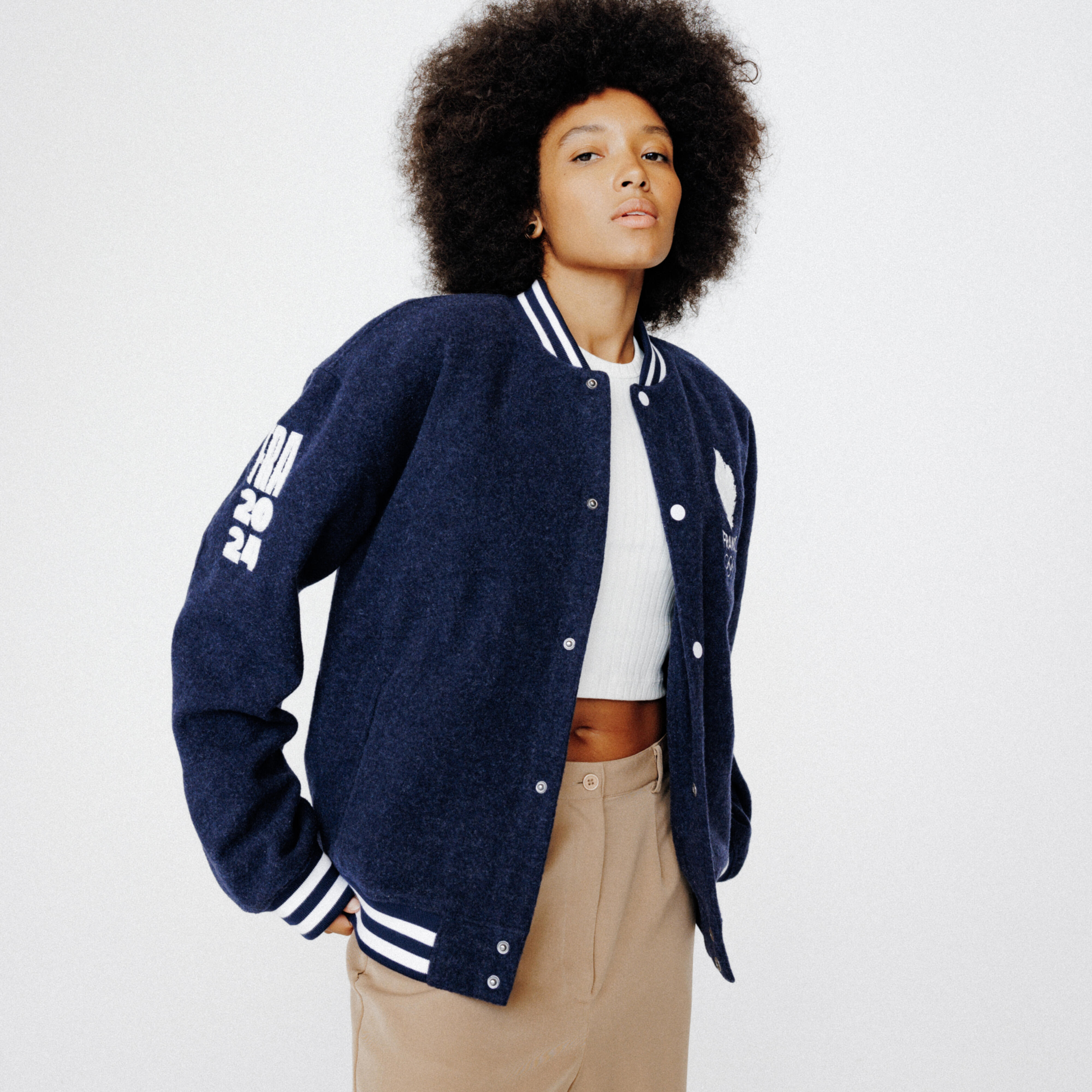 Equipe De France Olympique - Veste Varsity Equipe De France Olympique Adulte Mixte - Bleu - Veste - Jeux Olympiques Paris 2024 - Bleu - 48 Xl -