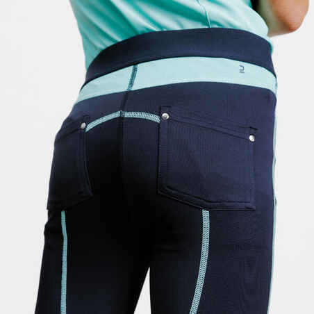 Kids' Light Horse Riding Leggings 100 - Navy/Turquoise