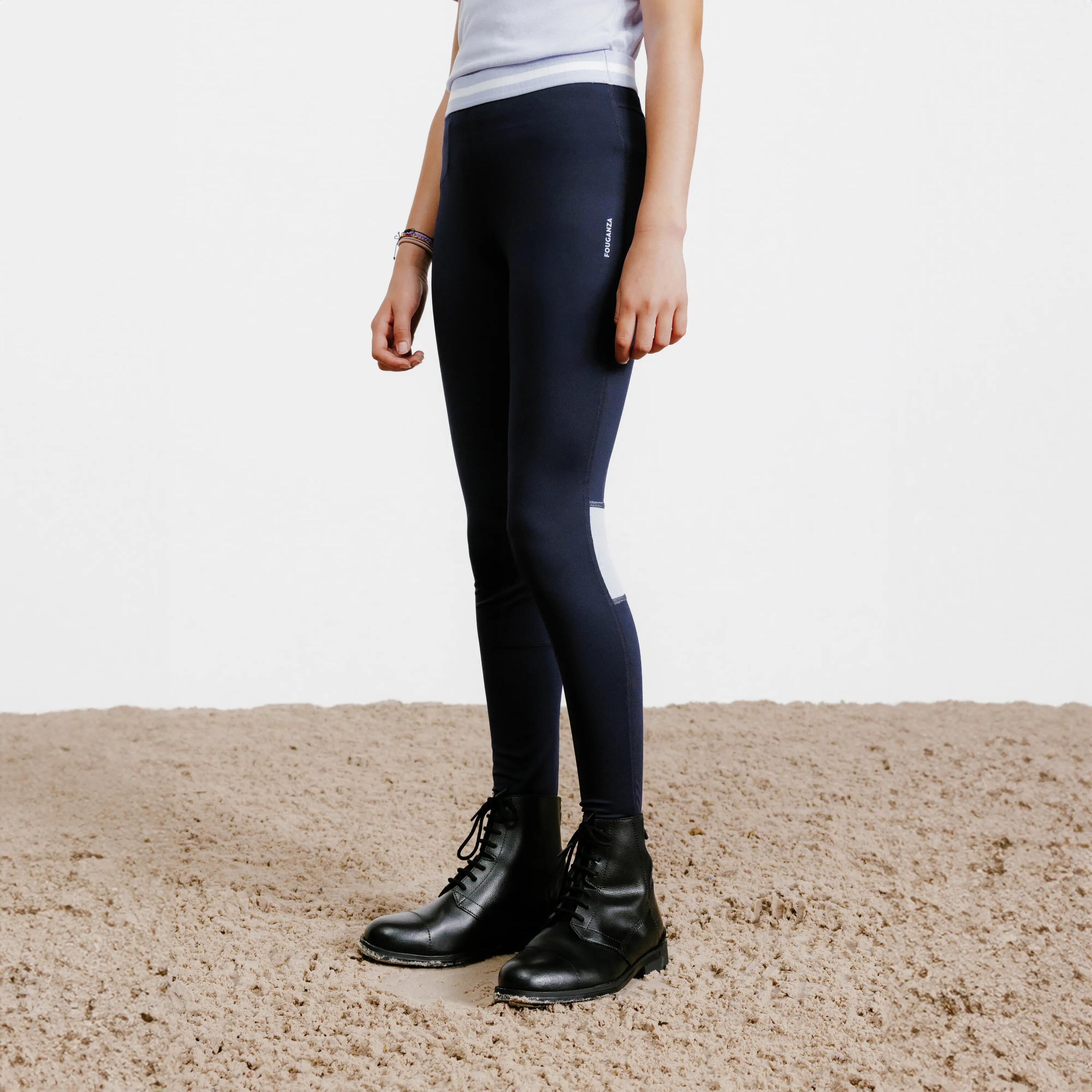 Leggings de Equitación para Niños Fouganza 100 Ligeros  Azul 9/11