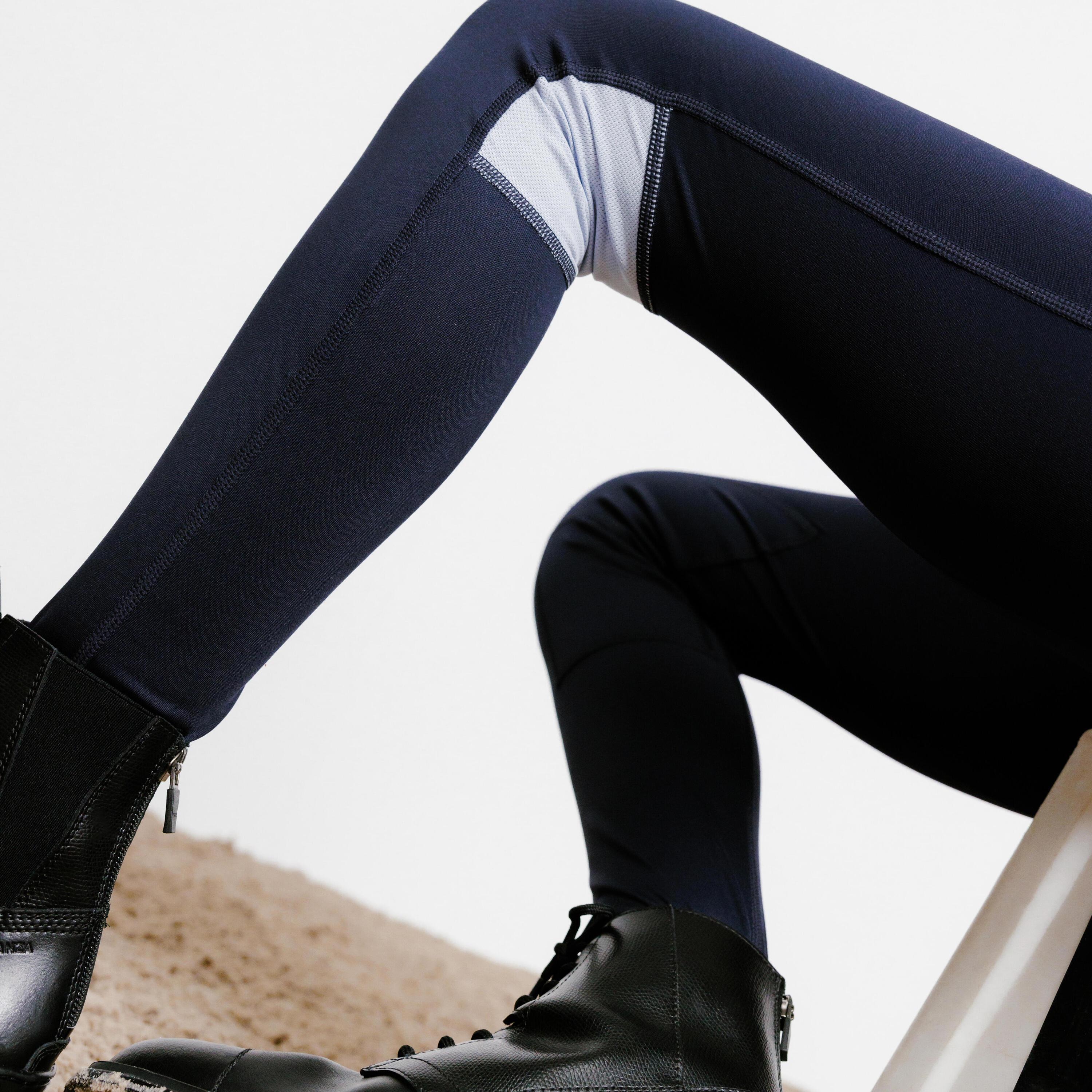 Lichte paardrijlegging voor kinderen 100 marineblauw/lavendelblauw 7/8