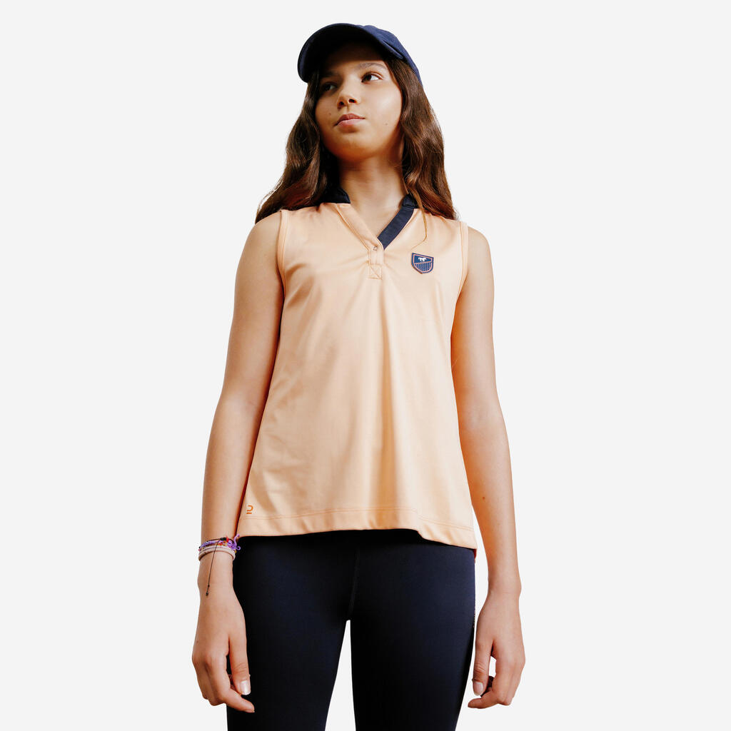 Bērnu jāšanas bezpiedurkņu krekls “500”, viegls, oranžs