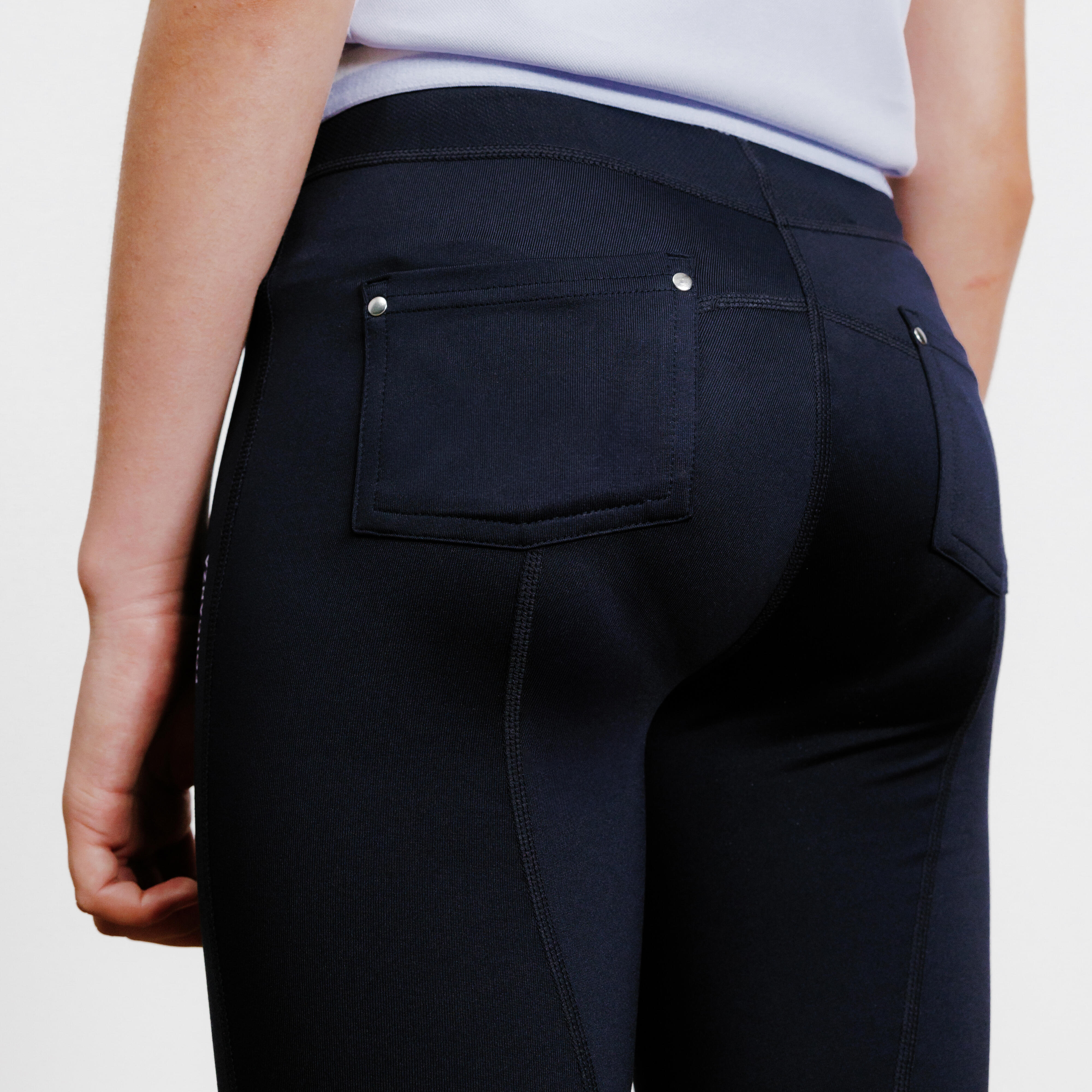 Kids' Horse Riding Lightweight Leggings - 100 Blue/Purple - FOUGANZA