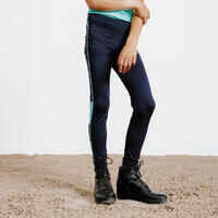 Kids' Light Horse Riding Leggings 100 - Navy/Turquoise