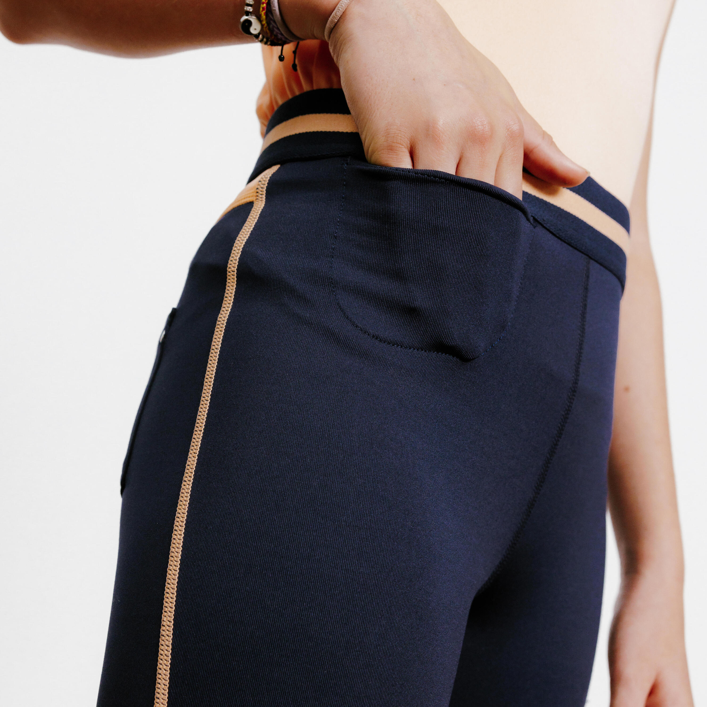 Lichte paardrijlegging voor kinderen 100 marineblauw oranje 3/5
