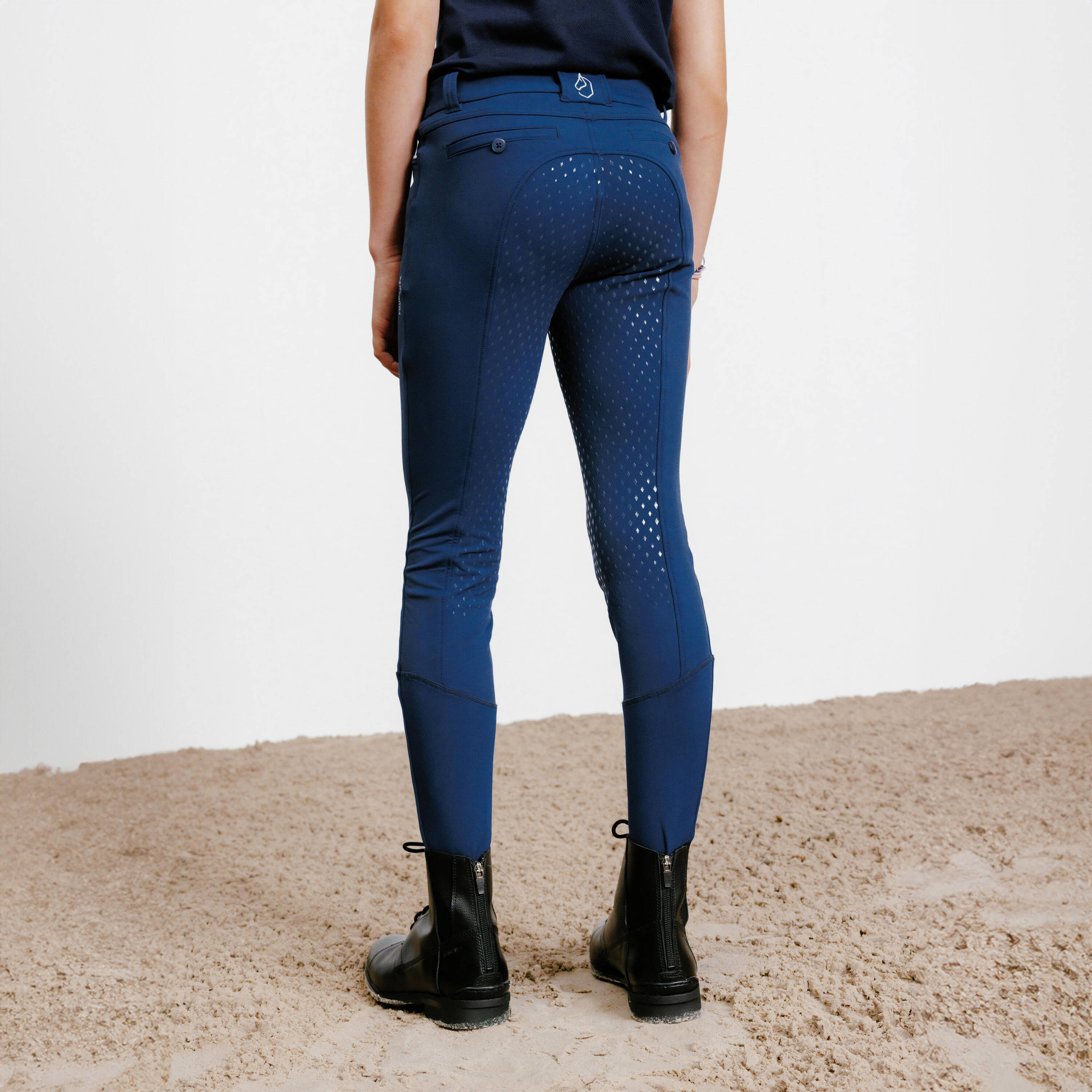 Kids' Horse Riding Full Grip Jodhpurs 580 - Navy -  4