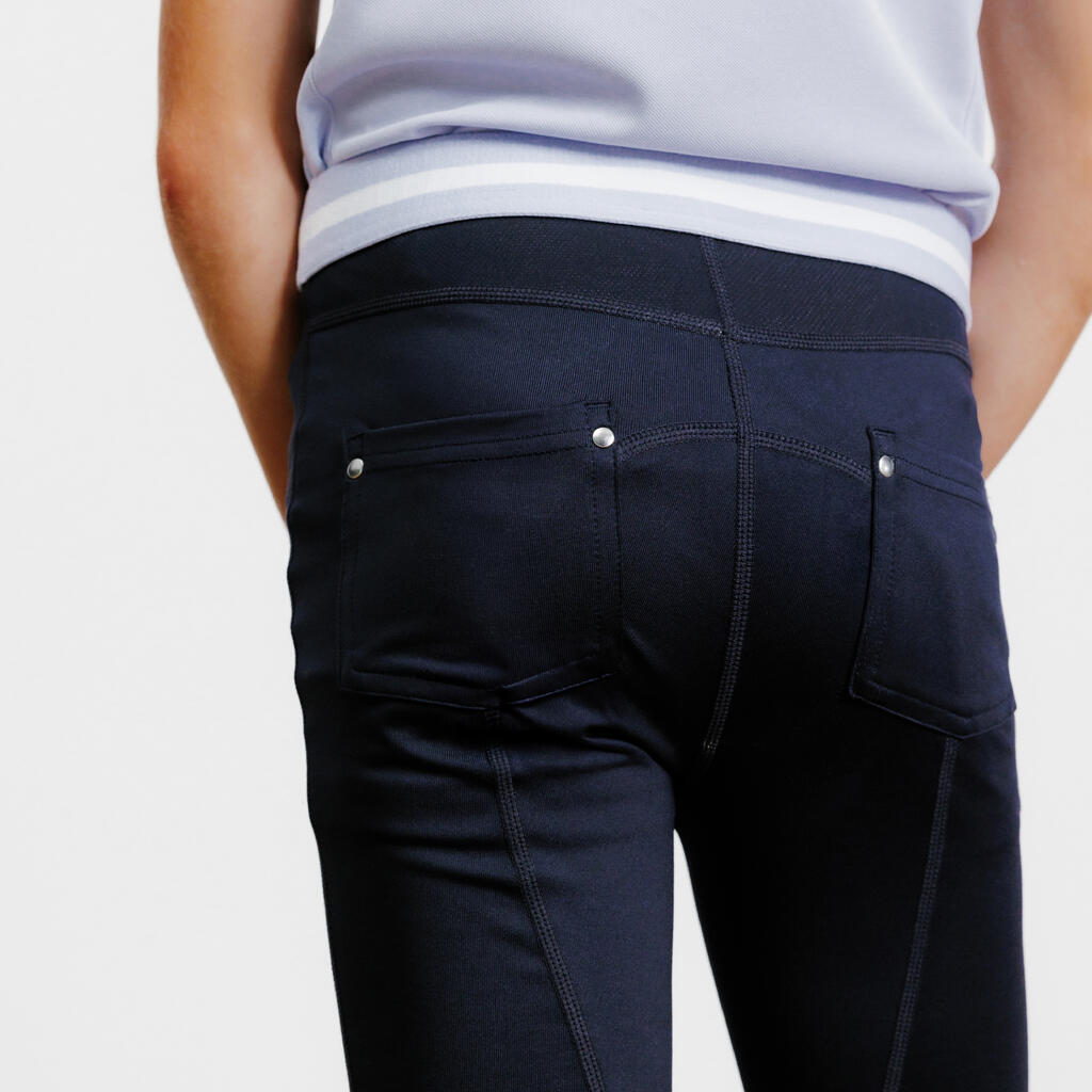 Leggings de equitación ligeros azul marino con lila para niños 100