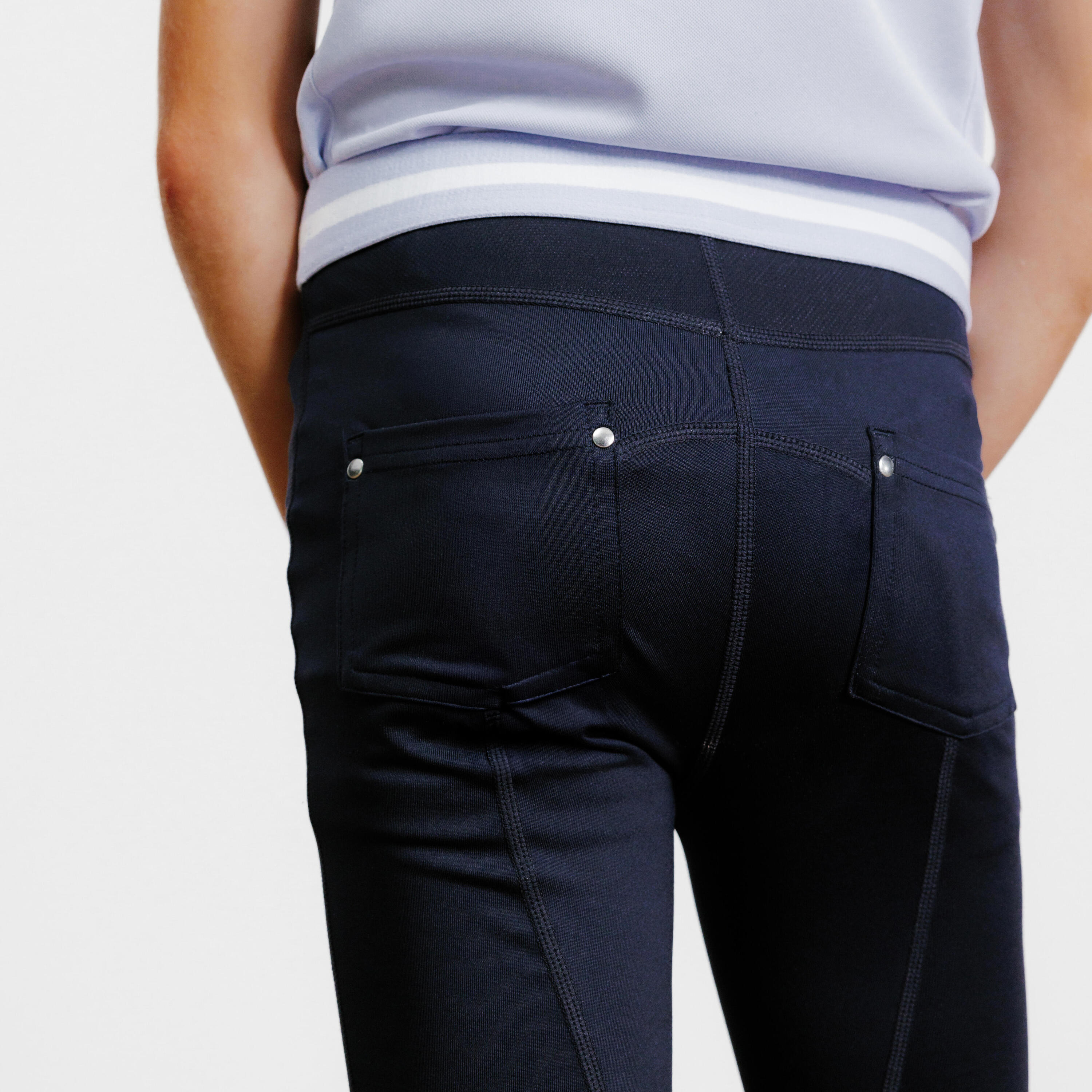 Lichte paardrijlegging voor kinderen 100 marineblauw/lavendelblauw 5/8