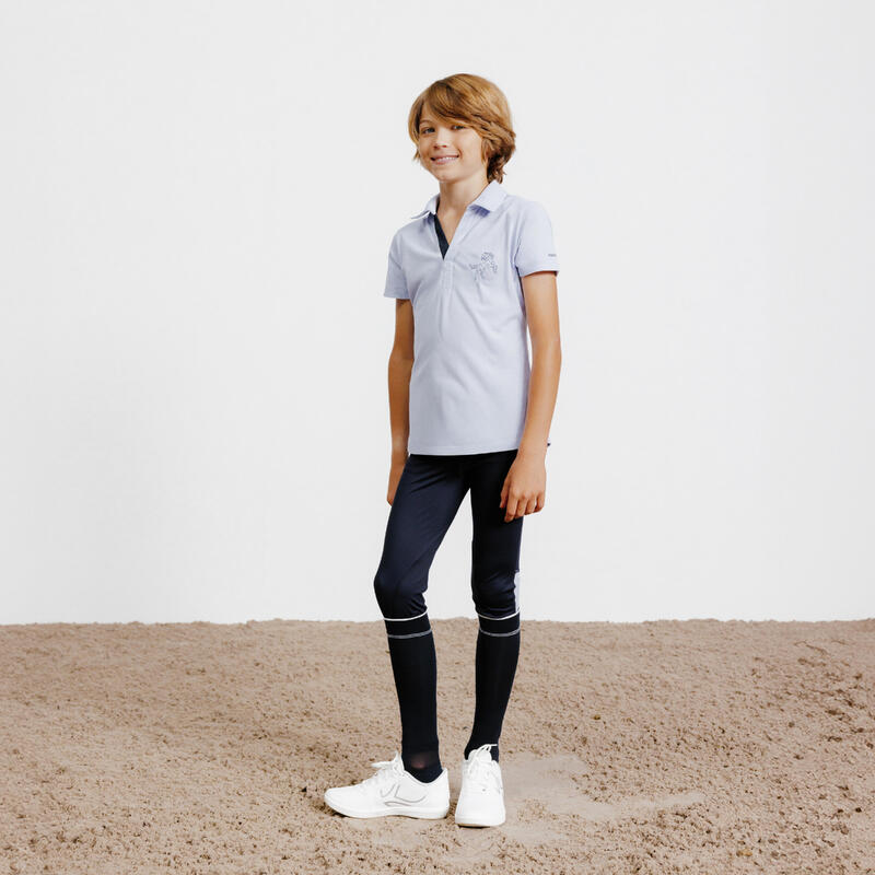 Reit-Poloshirt 500 Mesh kurzarm Kinder lila