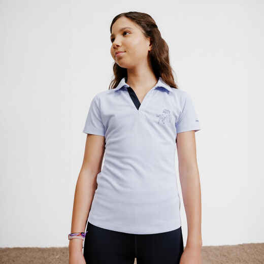 
      Detské jazdecké tričko 500 s krátkym rukávom a so sieťovinou bledofialové
  