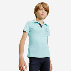 Kids' Horse Riding Short-Sleeved Mesh Polo Shirt 500 - Turquoise