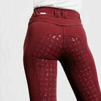 Women's Horse Riding Full Grip Jodhpurs 900 - Burgundy
